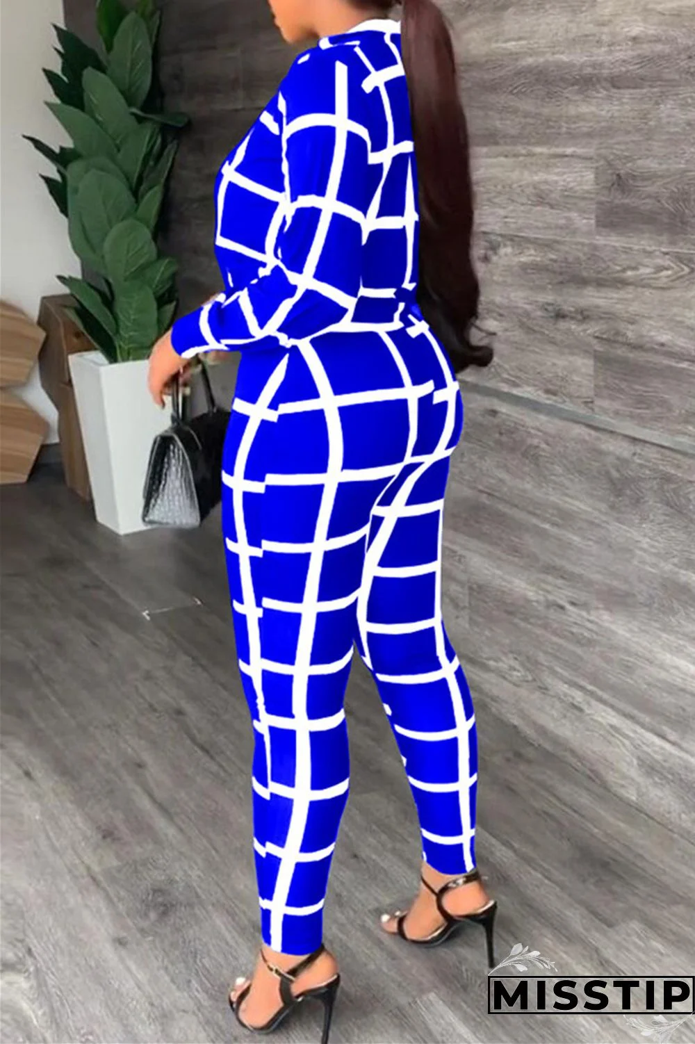 Black Casual Print Patchwork Turndown Collar Long Sleeve Three-piece Set