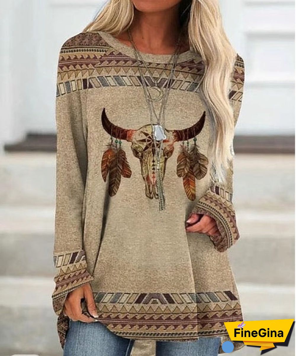 Coffee Print Round Neck Top