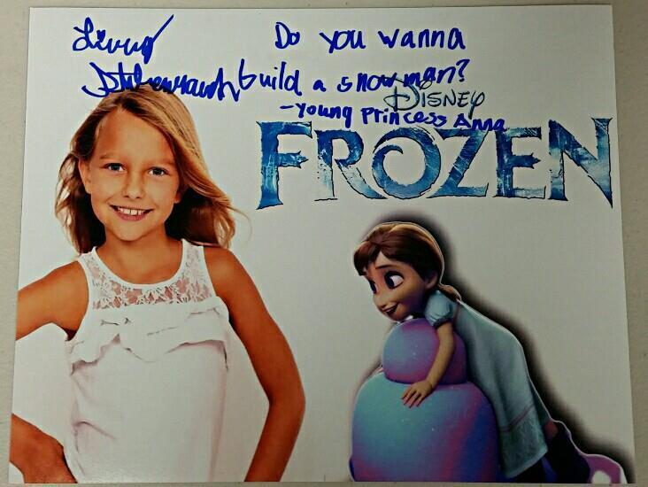 Livvy Stubenrauch Signed Disney's FROZEN 8x10 #3 Photo Poster painting Young Anna w/ Inscription