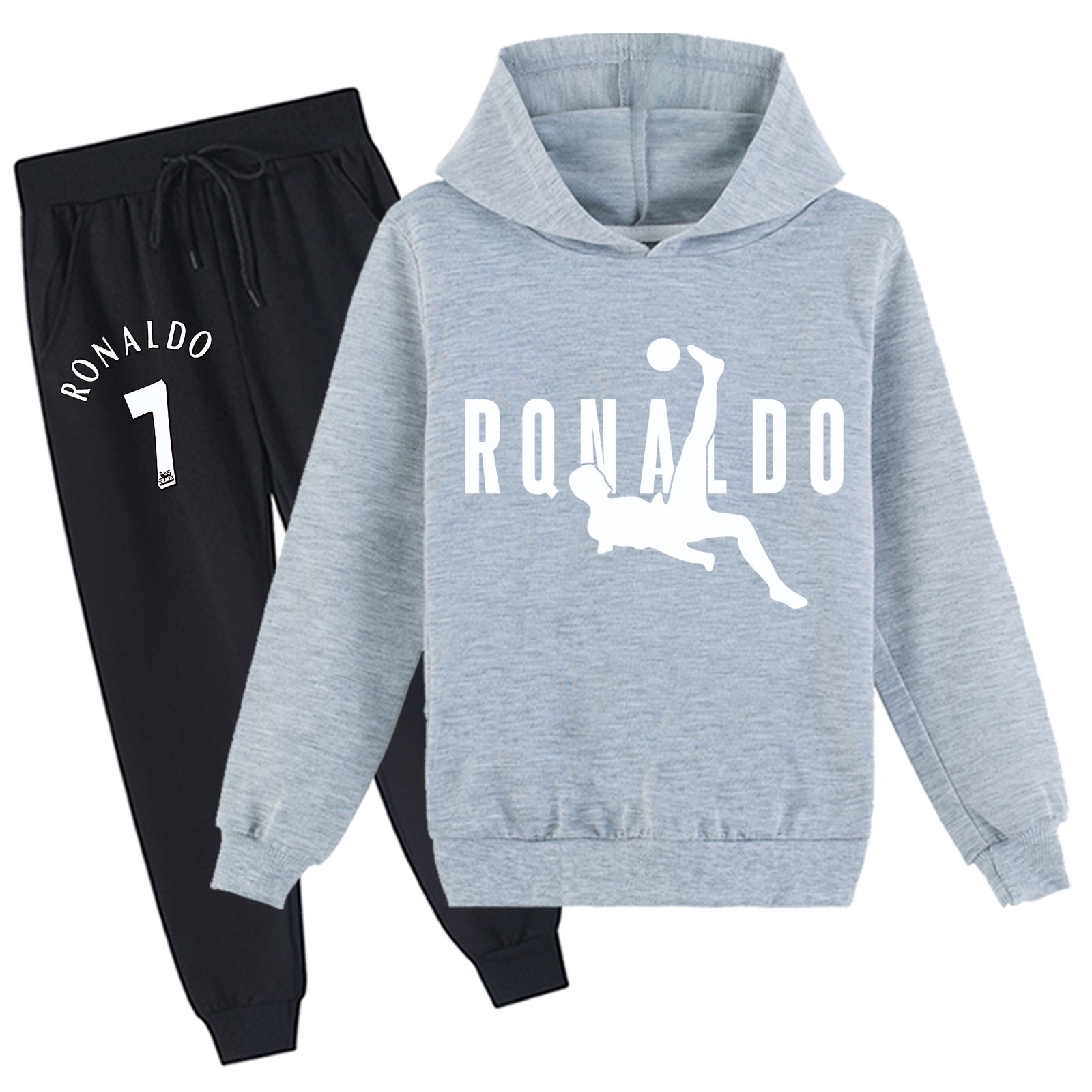 Mayoulove Unisex Cristiano Ronaldo Hoodie Set for Kids - Stylish Sportswear for Boys  Girls - Trending Soccer Apparel-Mayoulove