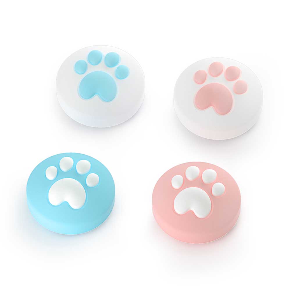 

4x Kitten Paw Silicone Thumb Grips for Nintendo Switch NS Lite (Blue+Pink, 501 Original