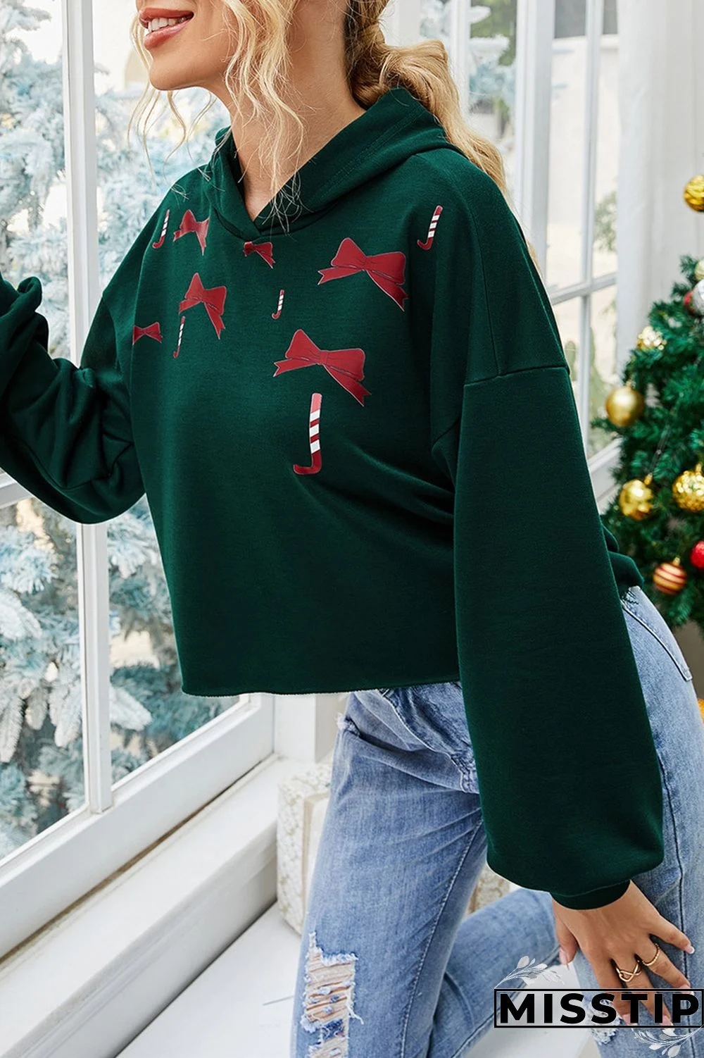 Green Fashion Casual Print Basic O Neck Tops