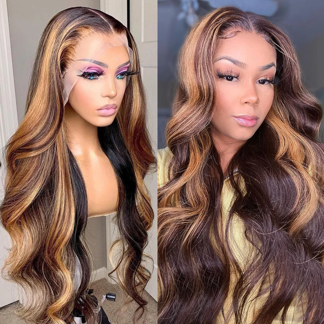 Jewtribute Hair®|Hair Body Wave Lace Wig Brown ColoredHair Wigs 