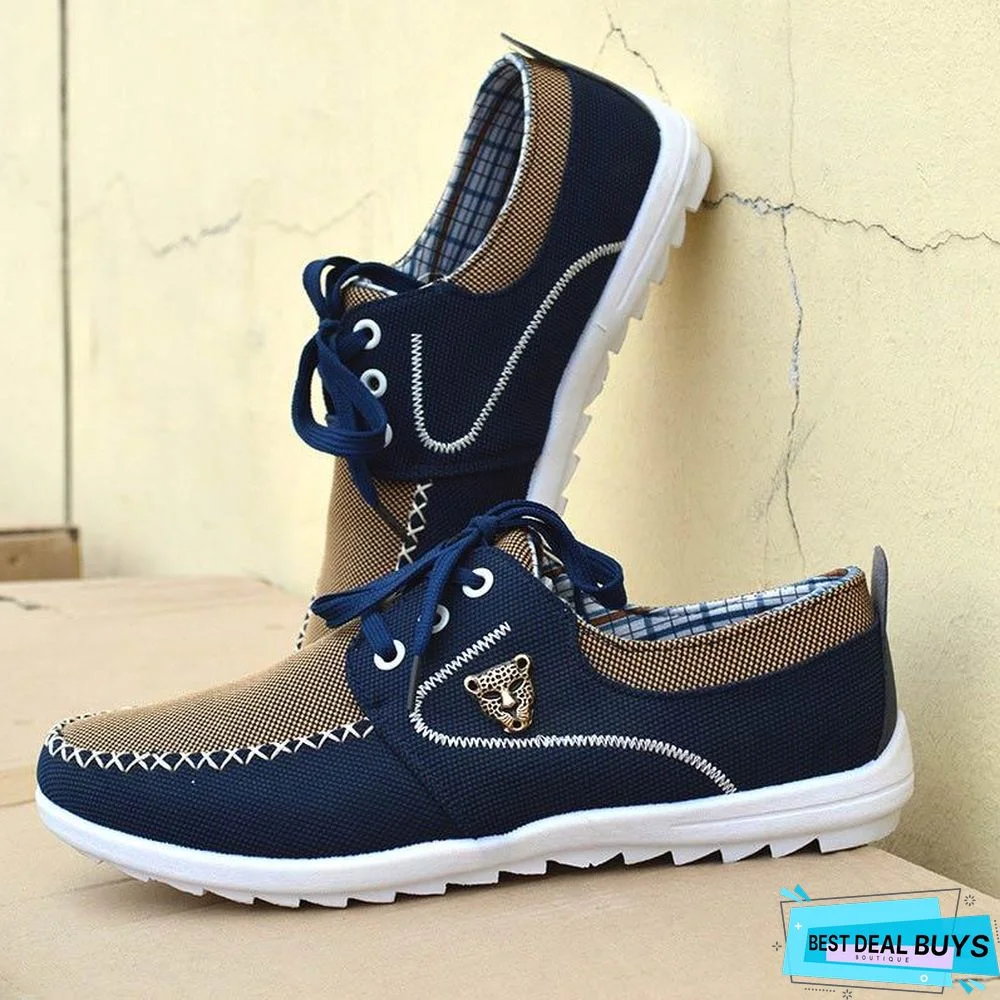 Men Leather Flats Lace-Up Driving Formal Casual Sneakers Shoes