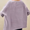 Gioiacombo&trade; Top larghi in cotone e lino con scollo tondo da donna