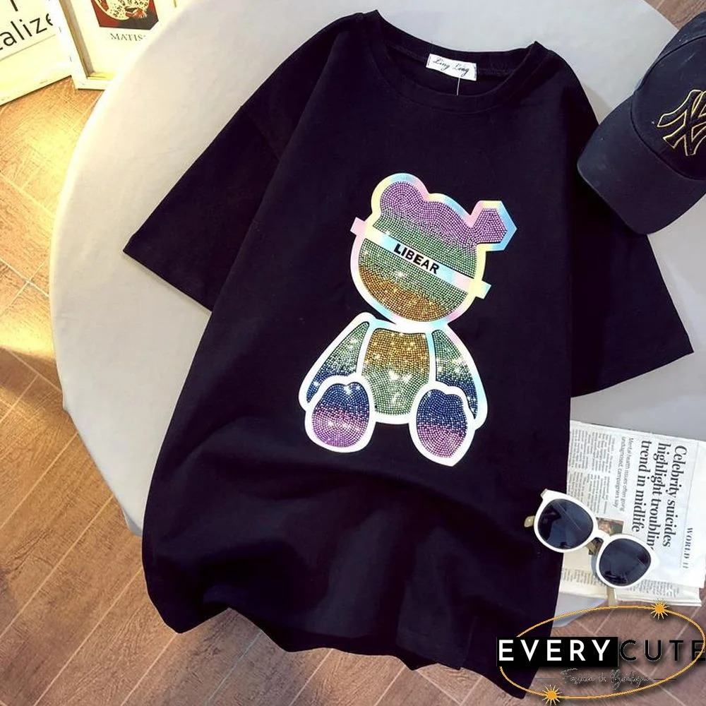 Harajuku Oversized Round Neck T Shirt Women Graphic Tees Summer Korean Fashion Clothes Chic Top Kwaii Short Sleeve Tshirts