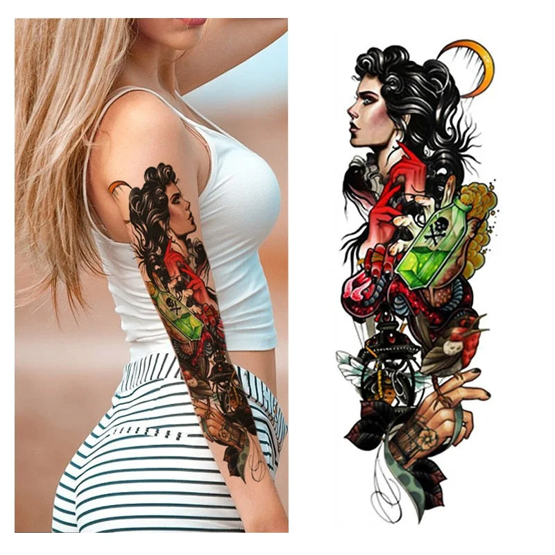 Full Flower Arm Tattoo Sticker 40models Fish Peacock Lotus Temporary Body paint Water Transfer fake Tatoo sleeve