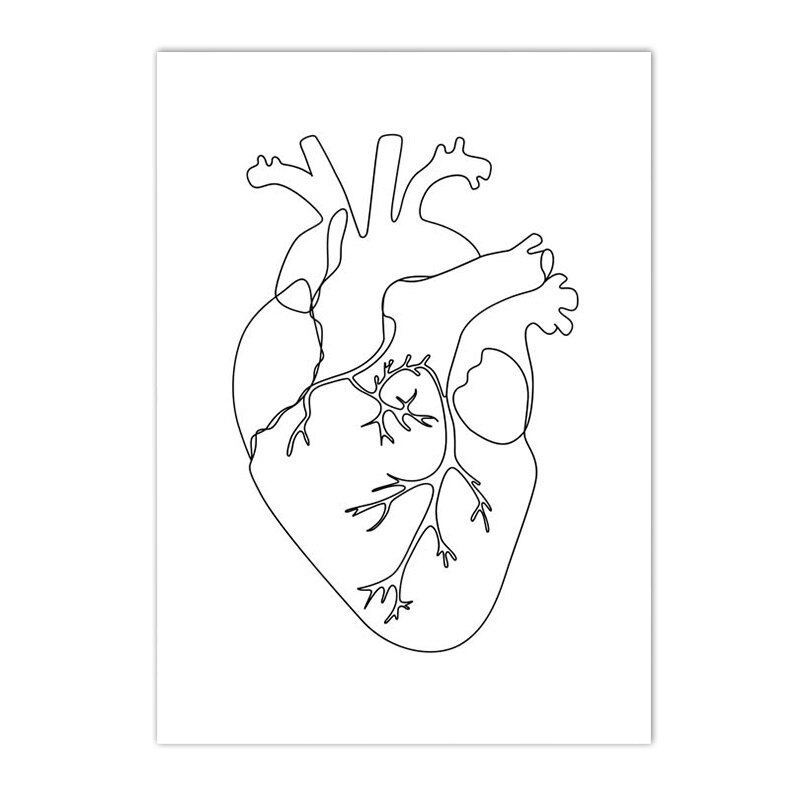 Human Anatomy Canvas Art Poster Abstract Brain Heart Lung Wall Painting Black And White Wall Art Print Pictures Clinic Decor