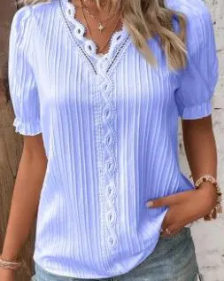 Uveng Uveng Summer New Holiday Fashion Hollow Short-Sleeved Women's Shirt