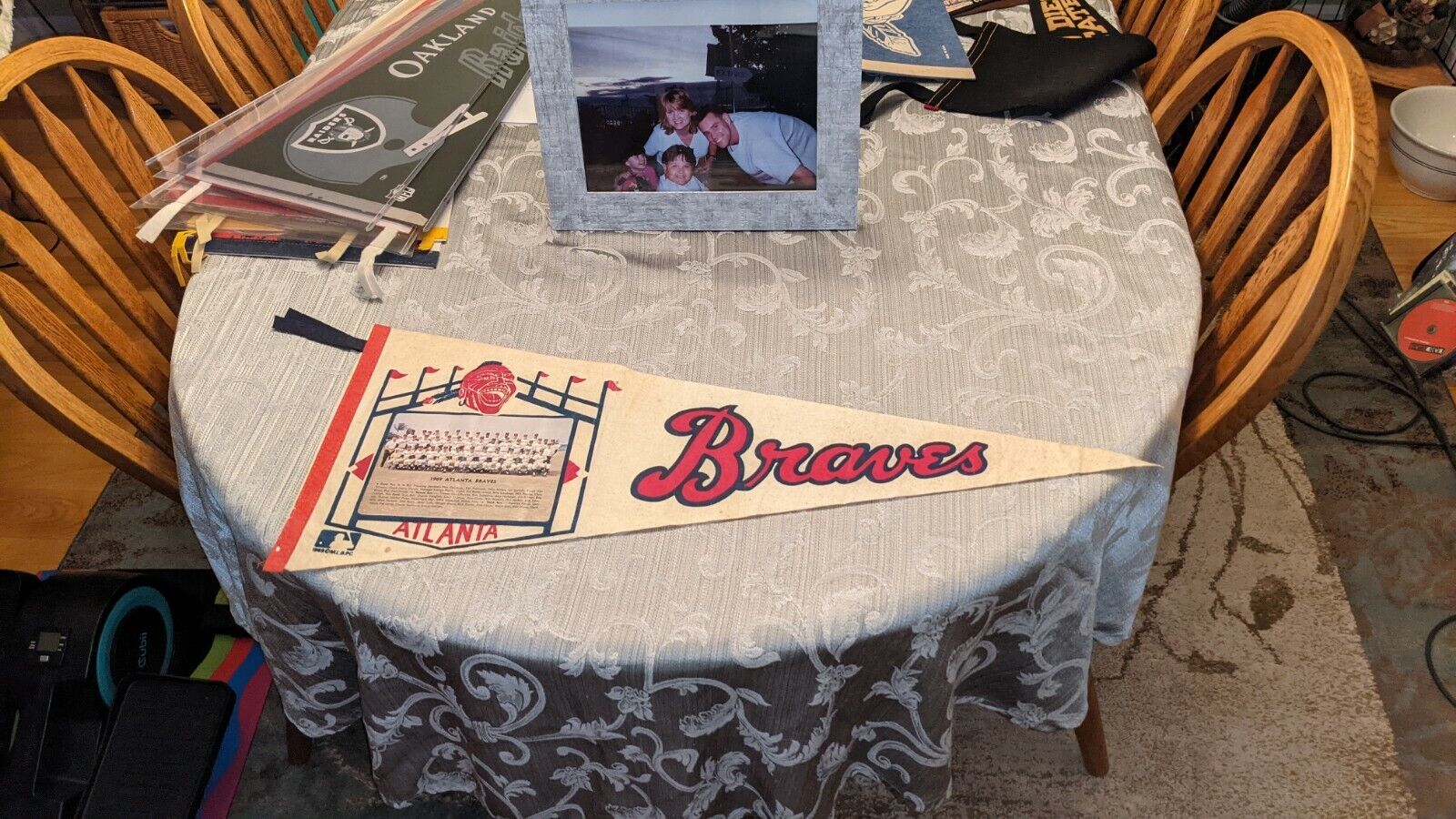 1969 Atlanta Braves Used 30 Photo Poster painting Baseball Pennant Hank Aaron