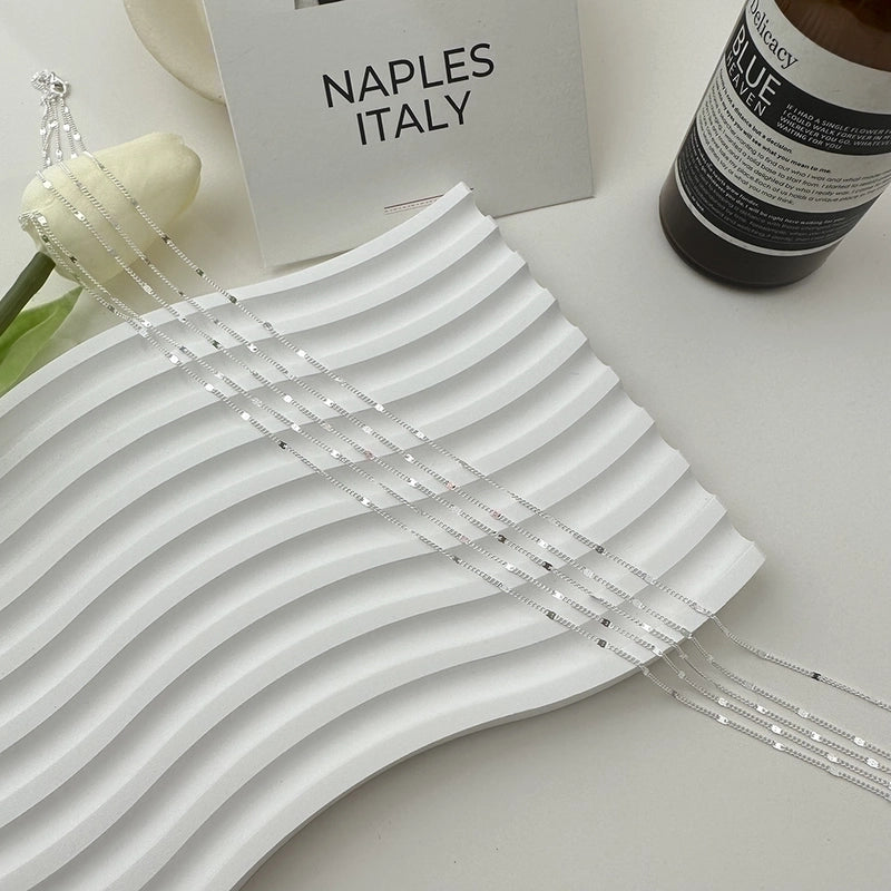 925 Sterling Silver Plating Chain Solid Color Necklace