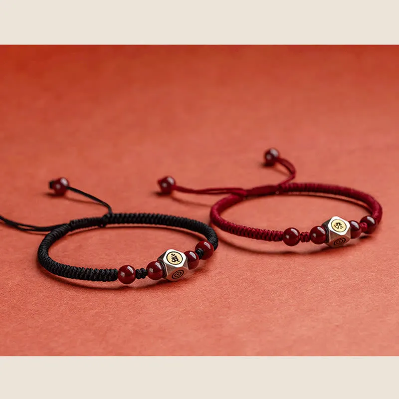 925 Sterling Silver Chinese Zodiac Natal Buddha Cinnabar Calm Bracelet