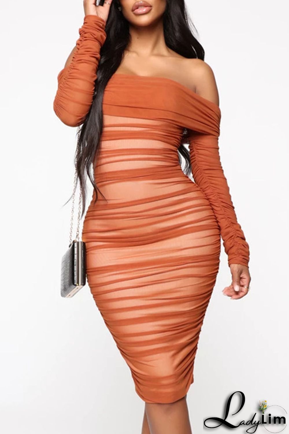 White Sexy Solid Split Joint Fold Off the Shoulder One Step Skirt Dresses