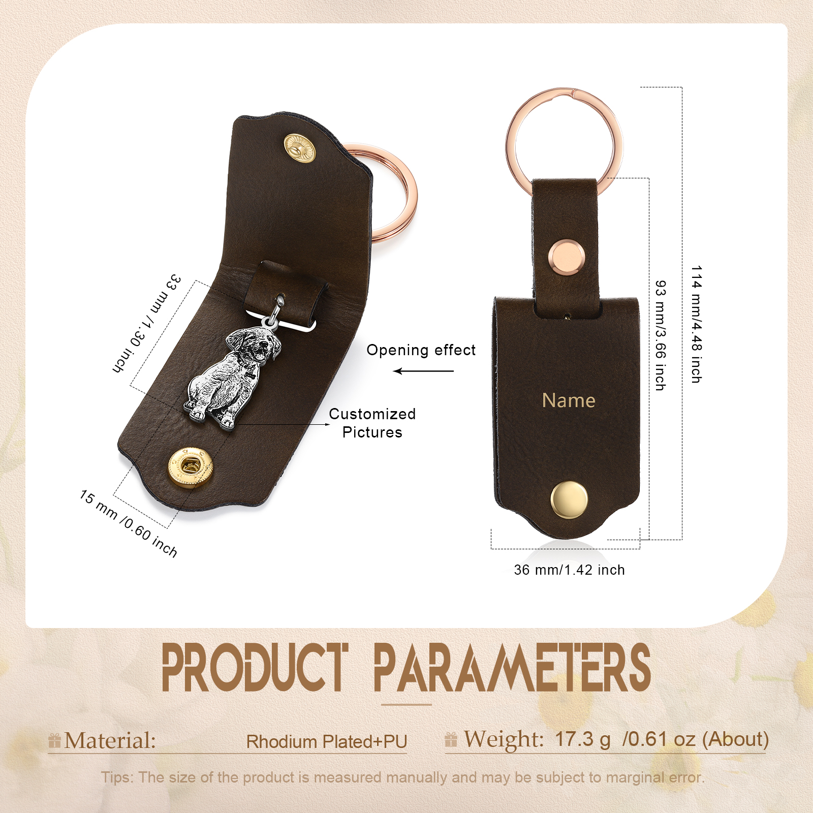 Personalised Photo & Name Pet Keychain Custom Leather Dog Cat Keychain Gifts for Him/Her-Jessemade AU