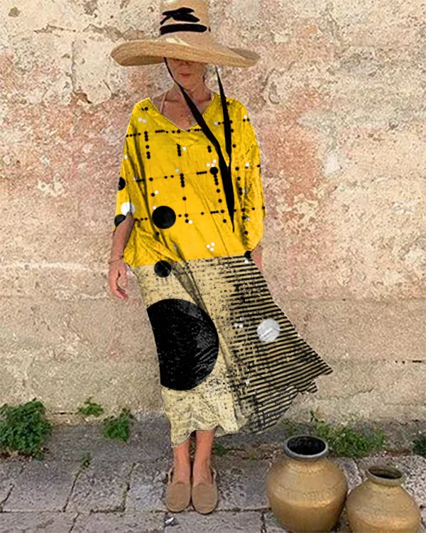 Resort Abstract Art Print Loose Fit Dress