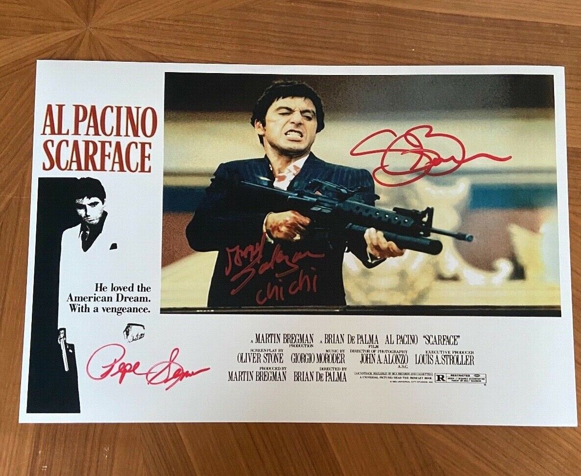 *SCARFACE* signed 12x18 poster *STEVEN BAUER, ANGEL SALAZAR, PEPE SERNA* PROOF 3