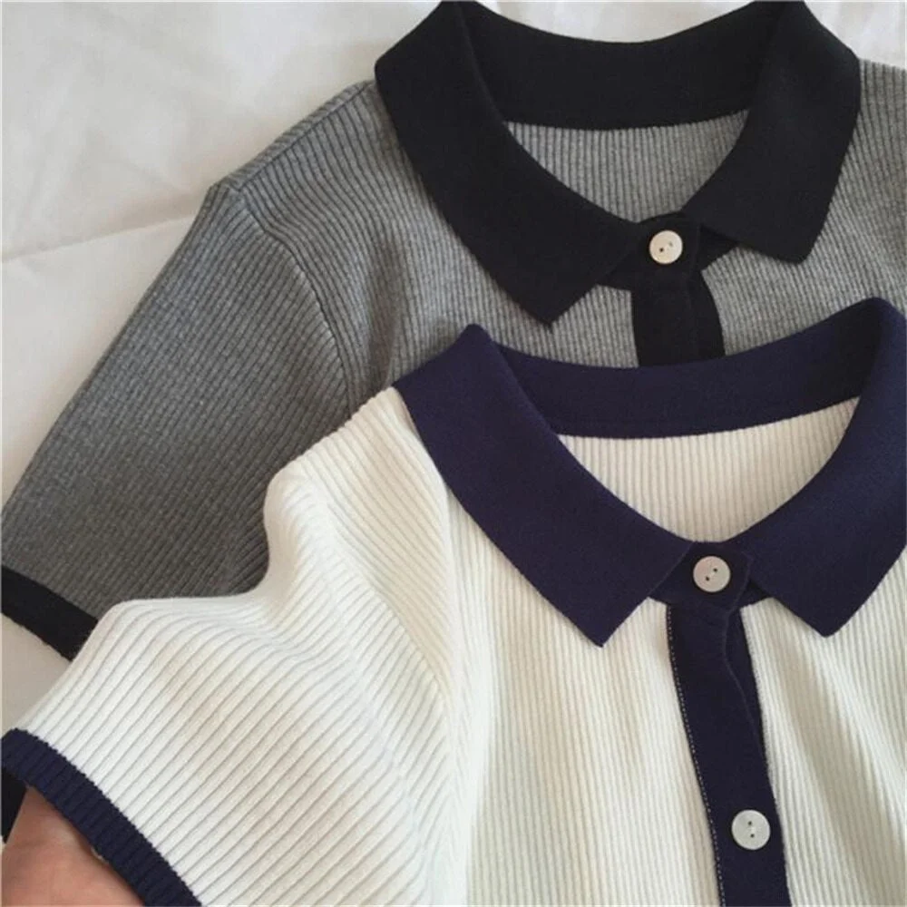 Short Sleeve Polo Shirt Women Fashion Casual Slim Summer Sexy Polo Mujer  Plus Size Lady Harajuku Polo Luxury Woman  Shirt