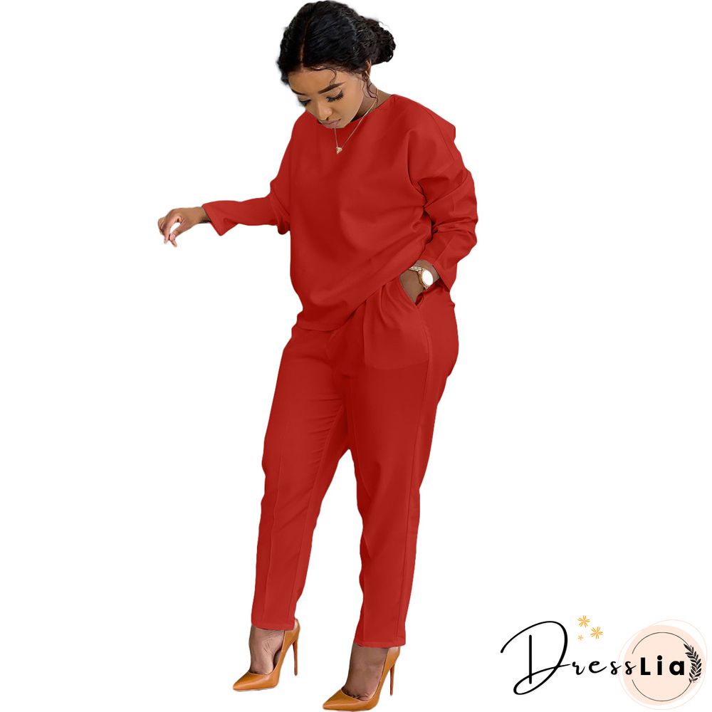 Long Sleeves T shirt Sportswear Two Piece Pants Set