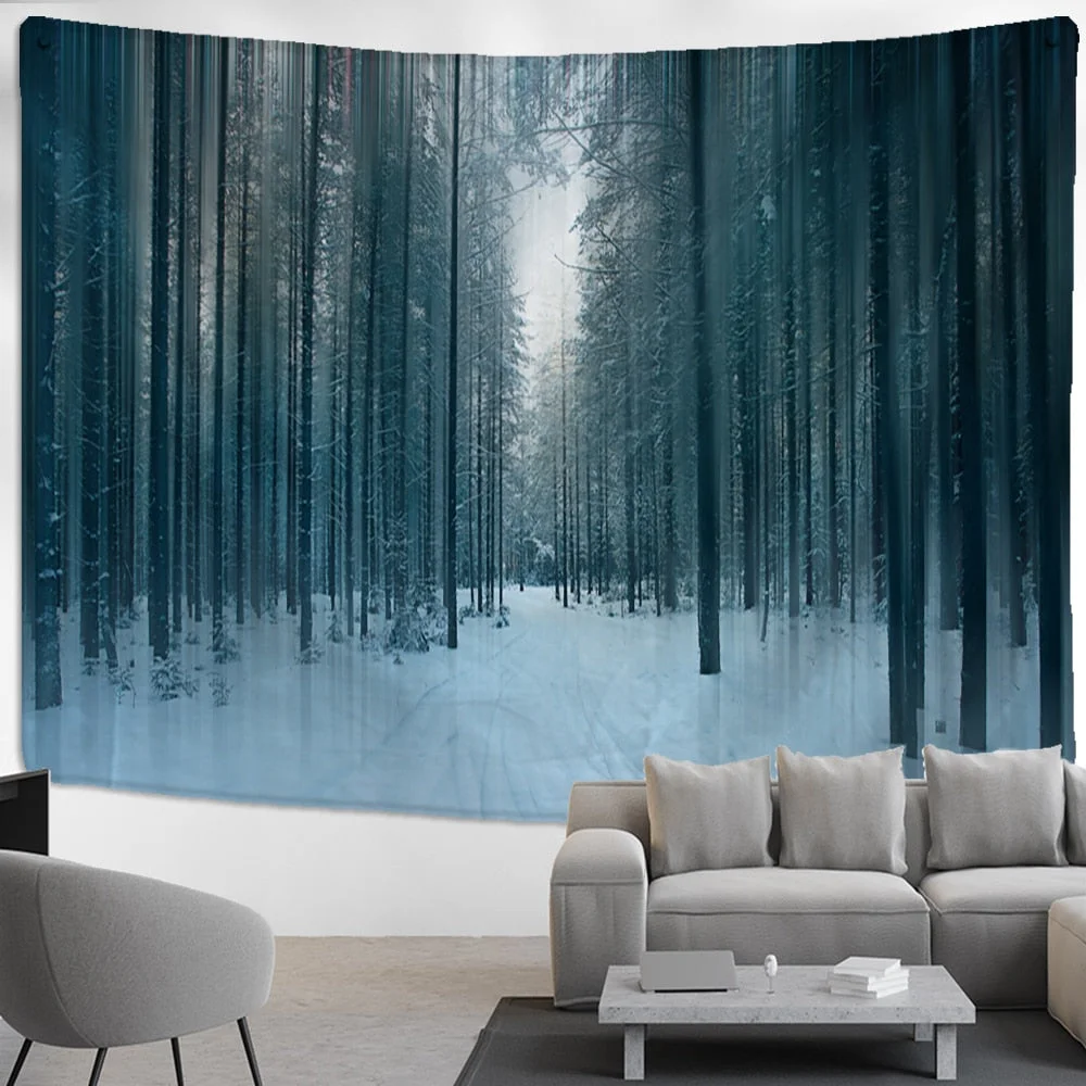 Snow Scene Tapestry Wall Hanging Christmas Gift New Year Bed Sheet Psychedelic Landscape Art Home Decor