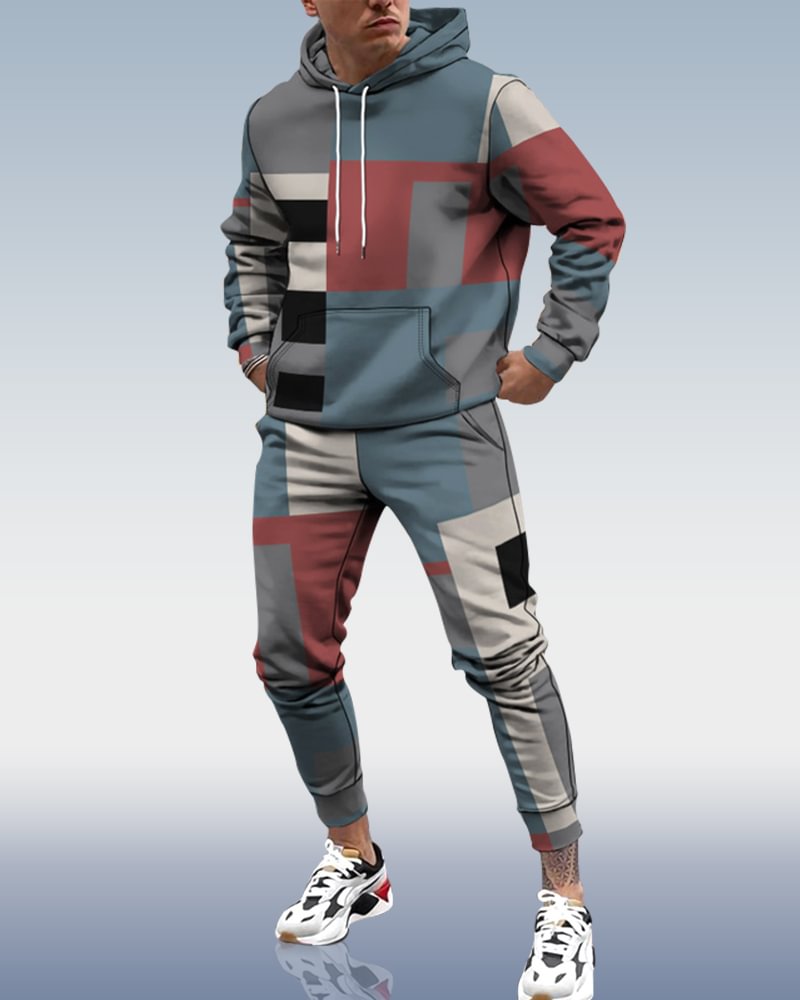 Men's Personalized Printed Hoodie Set 003