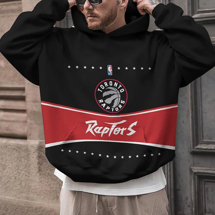Toronto Raptors  Printed Hooded Pocket Pullover Hoodie