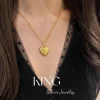 Retro Palace Style Brushed Heart Necklace Niche High-End Design Light Luxury Diamond Inlaid Exquisite Temperament Female Clavicle Necklace