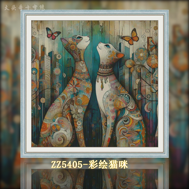 [ZZ5405-Painted cat]  Painting Fairy Cross Stitch