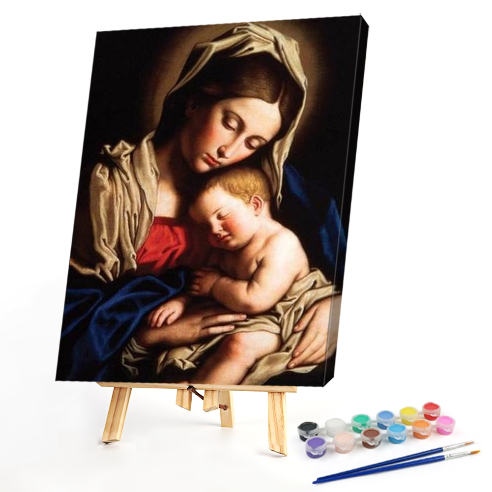 

40*50CM - Paint By Numbers - Virgin and Child, 501 Original