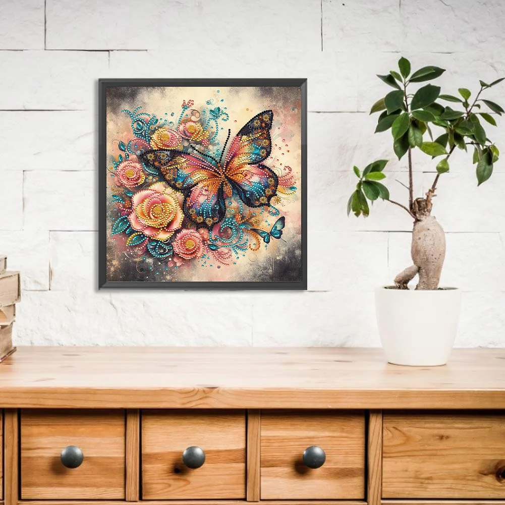 Diamond Painting - Partial Special Shaped Drill - Butterfly(Canvas|30*30cm)