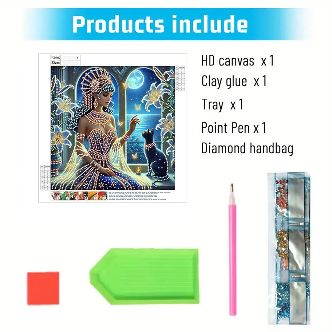 Egyptian Beauty - Diamond Painting - Partial Special Shaped Drill(Canvas|30*30cm)