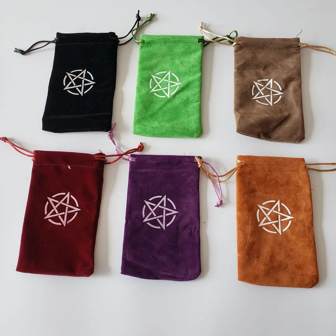 Pentagram embroidered tarot card bag
