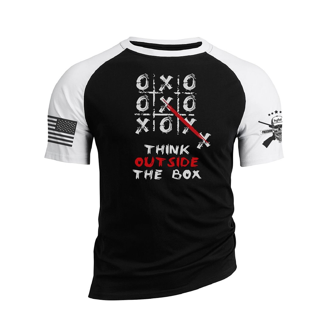 THINK OUT SIDE THE BOX RAGLAN GRAPHIC TEE