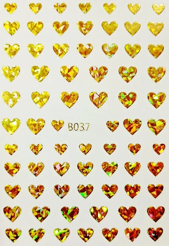 Black Red 3D Nail Sticker Self Adhesive Love Heart Star Butterfly Flower Nail Decals Slider DIY Nail Art Decoration-Nail Inspo