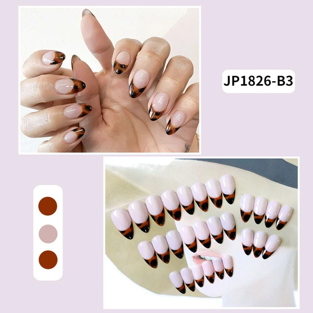 24pc Detachable Green Almond False Nails acrylic tips Wearable Fake Nails Full Cover Nail Tips Press On Nails ballerina nail tip