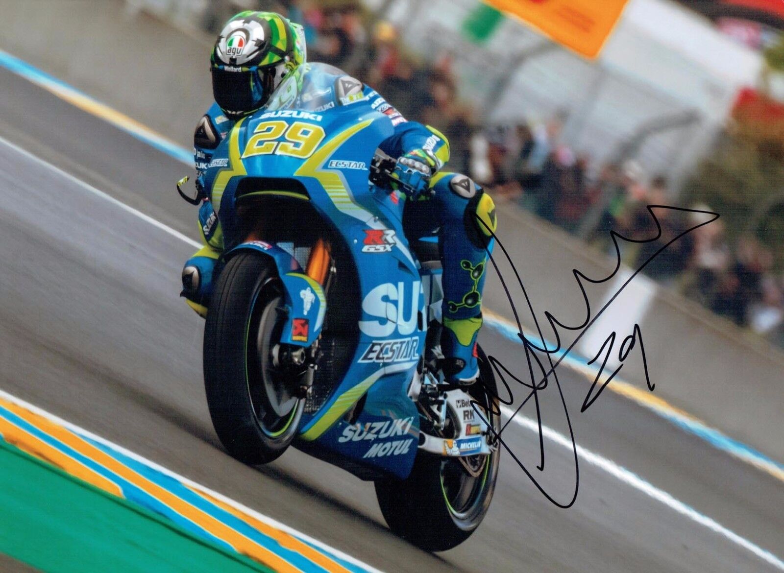 Andrea IANNONE 2017 SIGNED Suzuki MOTOGP 16x12 Autograph RACE Photo Poster painting 2 AFTAL COA