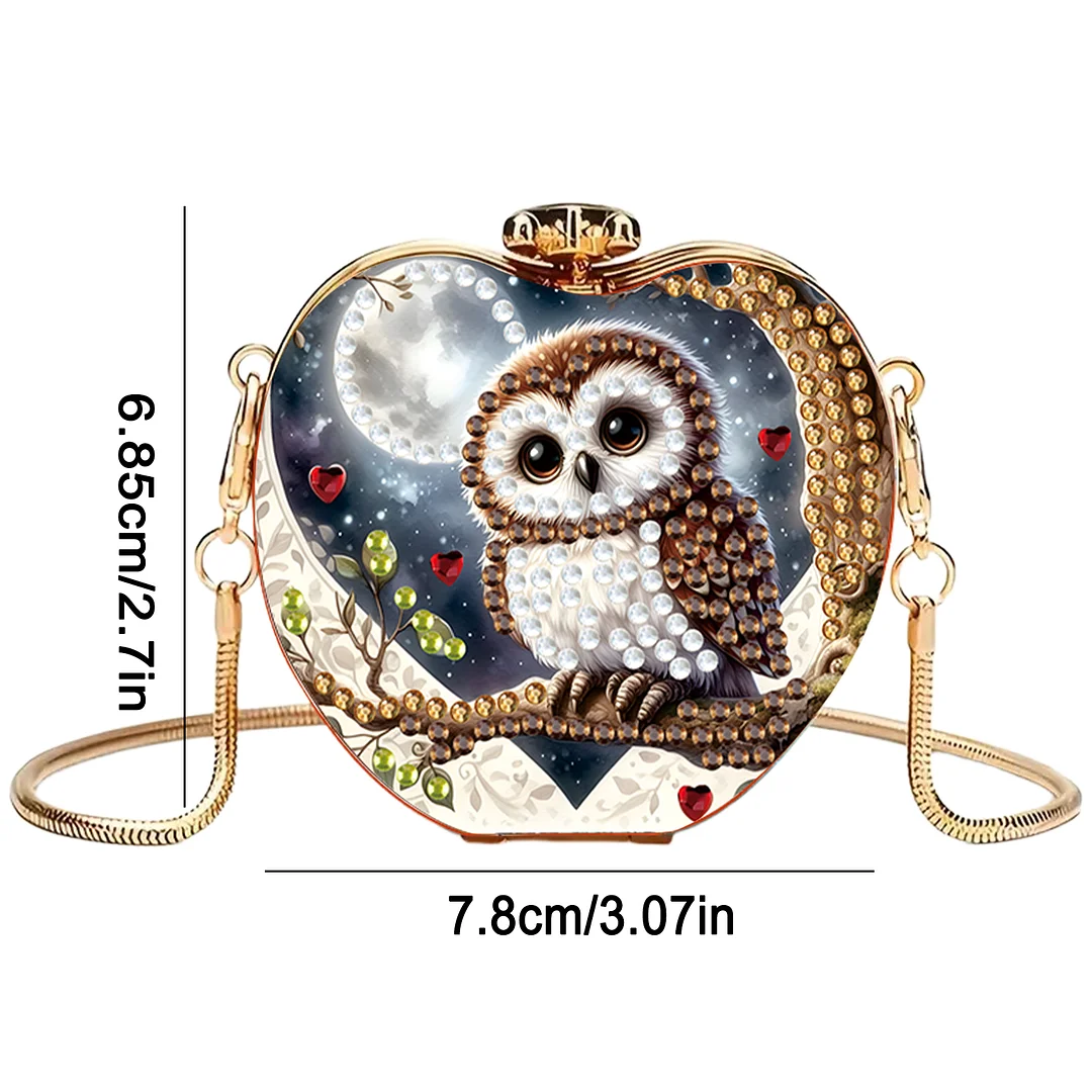Owl DIY Acrylic Love Diamond Art Painting Card Case Wallet with Chain Small Diamond Painting Crossbody Bag for Adults Women Girls Gift