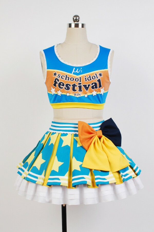 Lovelive Rin Hoshizora Cheerleaders Uniform Cosplay Costume