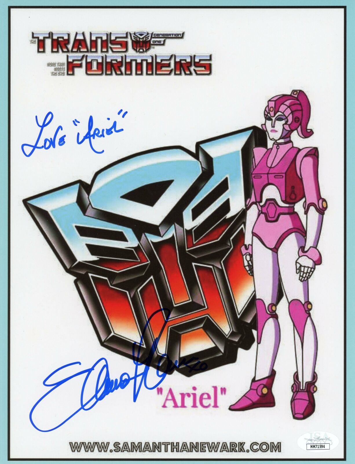 Samantha Newark Ariel Transformers 8.5x11 Signed Autograph JSA Certified COA