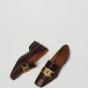 Ladies Retro Square Toe Buckle Loafers