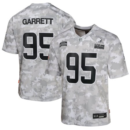 Youth Cleveland Browns Myles Garrett  Arctic Camo 2024 Salute to Service Game Jersey