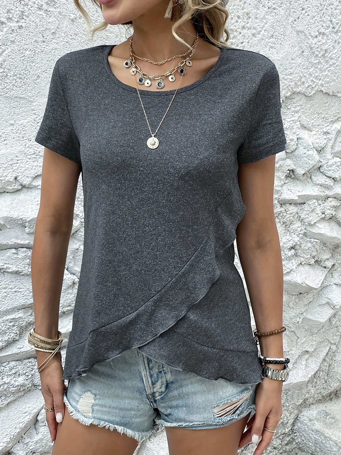 Women Long Sleeve V-neck Graphic Floral Printed Top