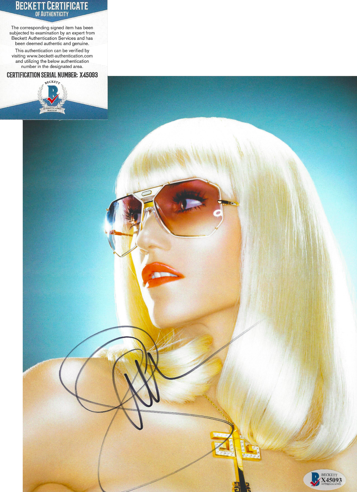 GWEN STEFANI - POP SINGER & NO DOUBT - SIGNED 8x10 Photo Poster painting BECKETT COA BAS