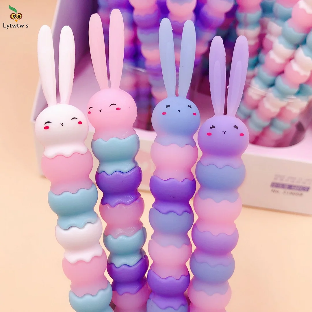 1 Pcs Lytwtw's Cartoon Ice Cream Rabbit Silicone Kawaii School Office Stationery Gel Pen Creative Cute Bunny Supply sweet lovely