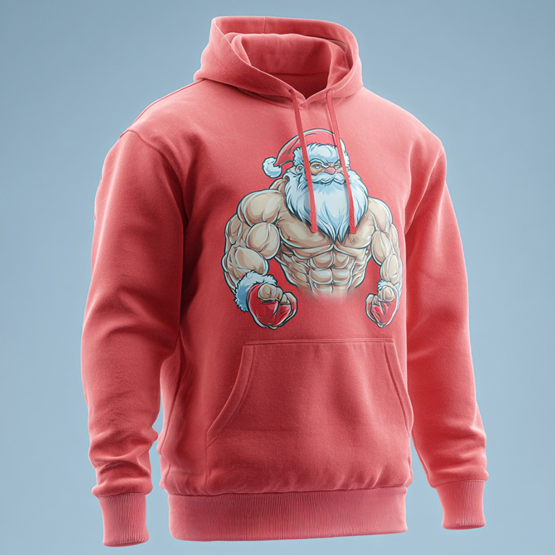 Men's Fun Christmas Santa Claus Muscle Hooded Sweatshirt elevenforest