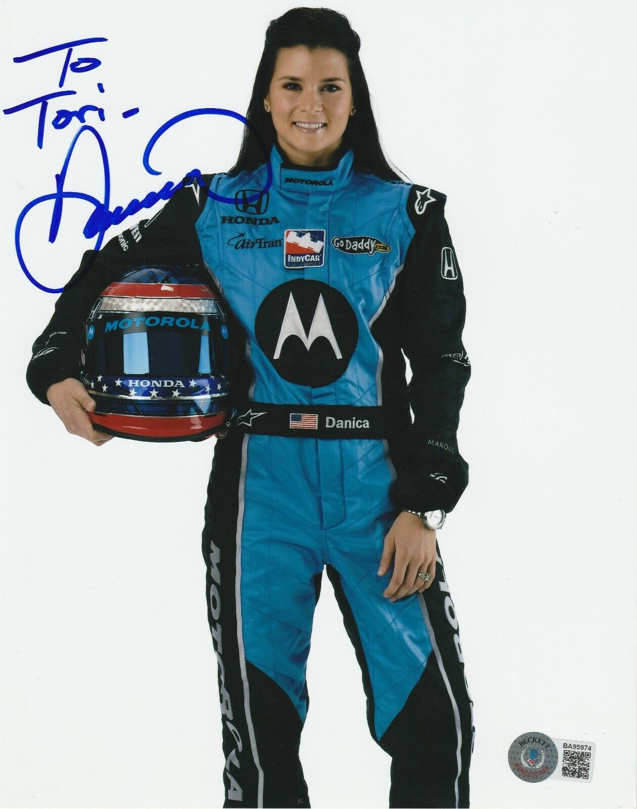 DANICA PATRICK Signed 8x10 Photo Poster painting w/ Beckett COA