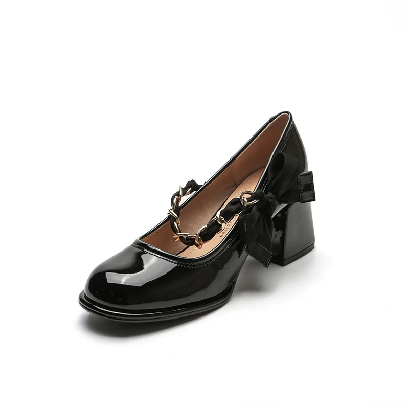 Uveng Uveng Women's Mary Jane Shoes 2024 New Summer Thick Heeled And Shallow-Mouthed French Fairy With Skirt Single Shoes