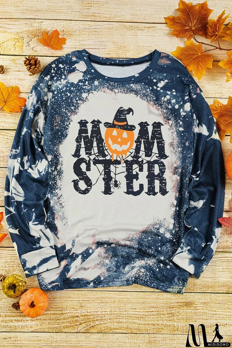 color MOM STER Pumpkin Tie Dye Print Long Sleeve Top