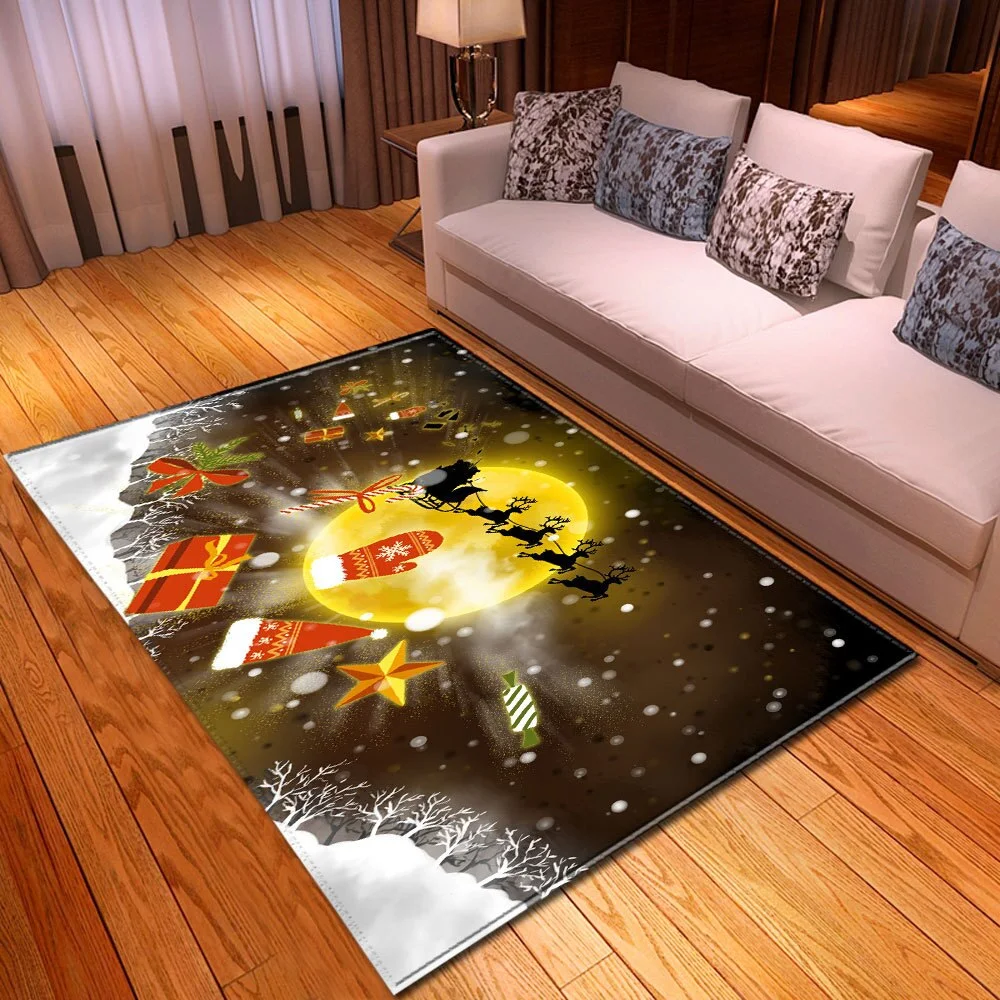 Living Room Carpet Christmas Pattern Children Rug Kids Room Decoration Large Carpet Home Hallway Bedroom Bedside Mat