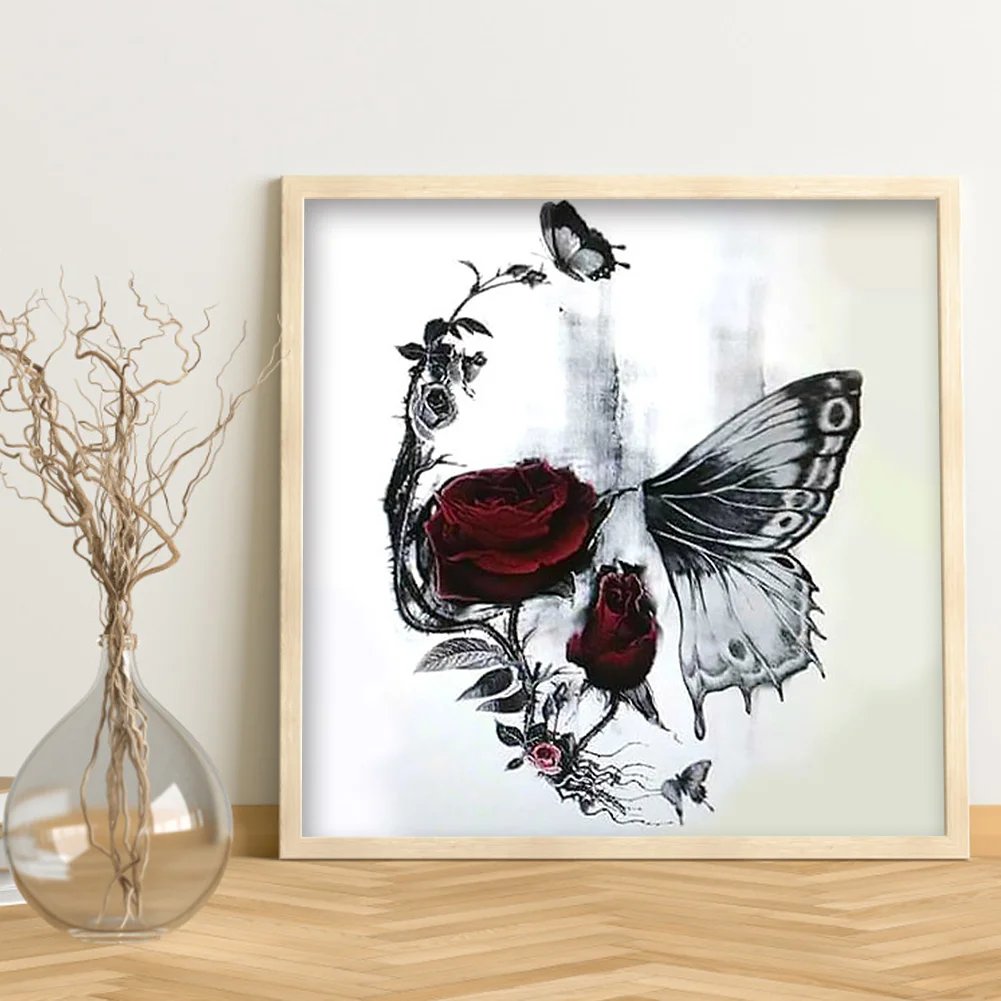 Full Round Diamond Painting 30*30cm - Skull Rose