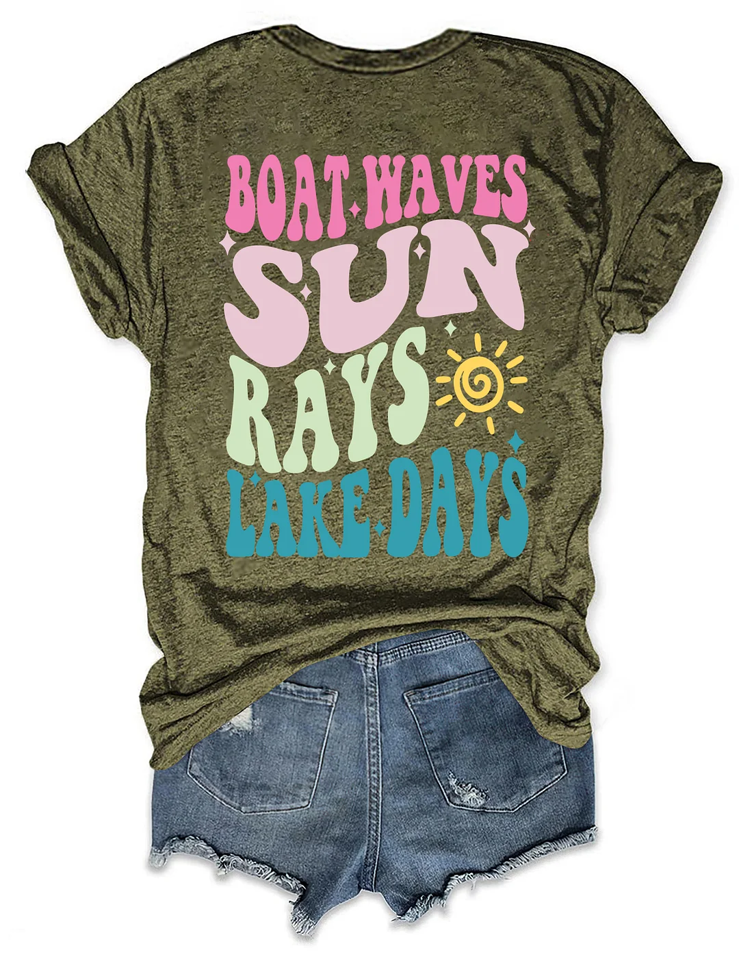 Boat Waves Sun Rays Lake Days T-shirt